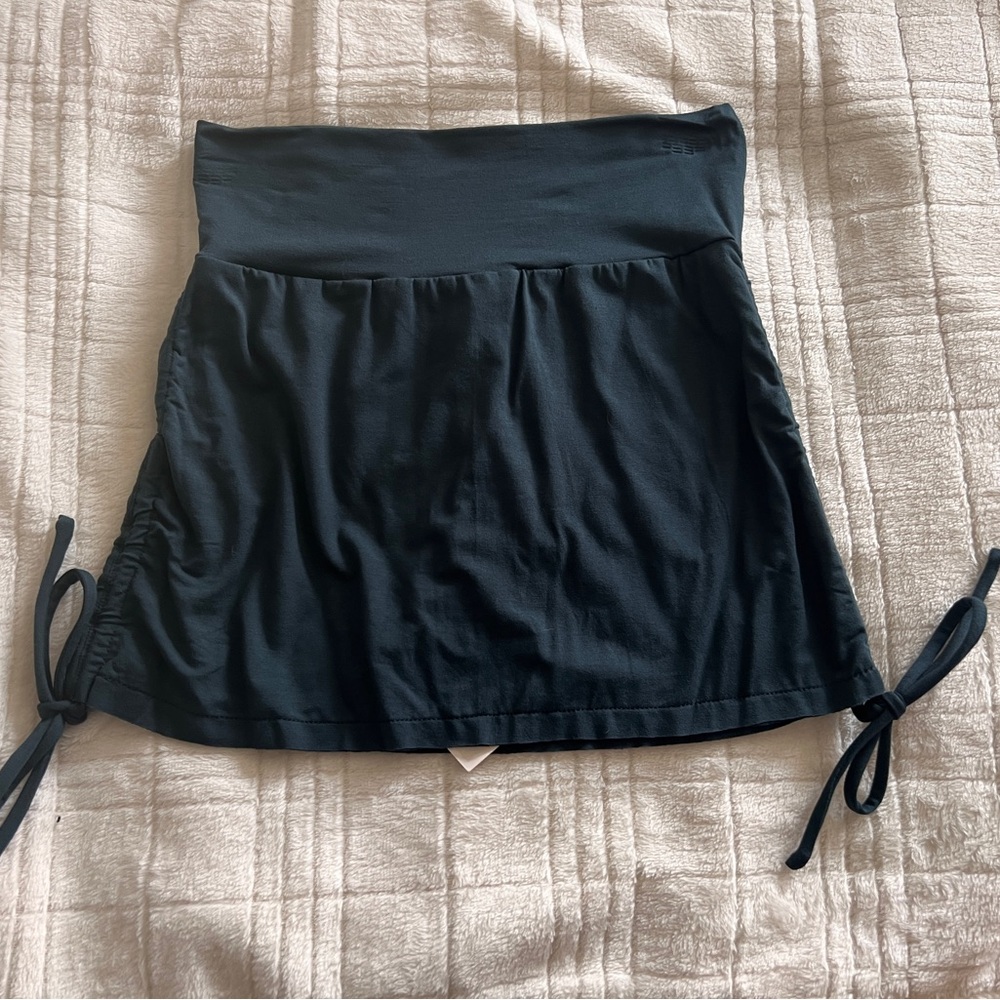 Dark Teal Ruched Mini Skirt with Side Tie